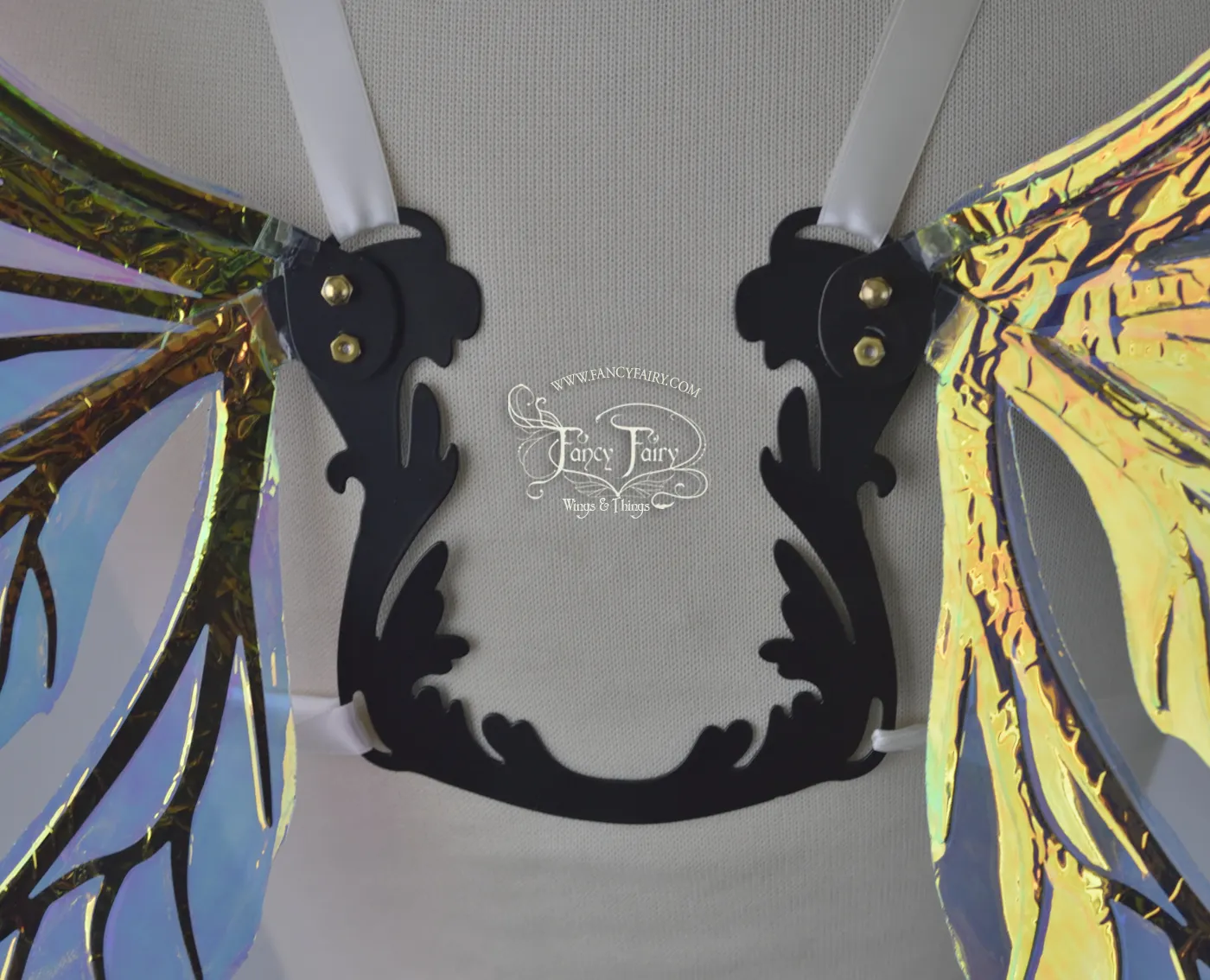 Aynia "Electric Rainbow" Painted Convertible Iridescent Fairy Wings with White Veins