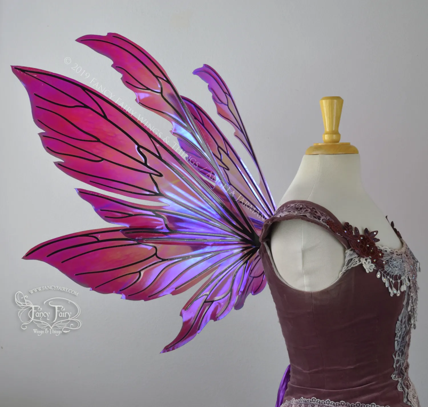 Aynia "Grapevine" Painted Convertible Iridescent Fairy Wings with Black Veins