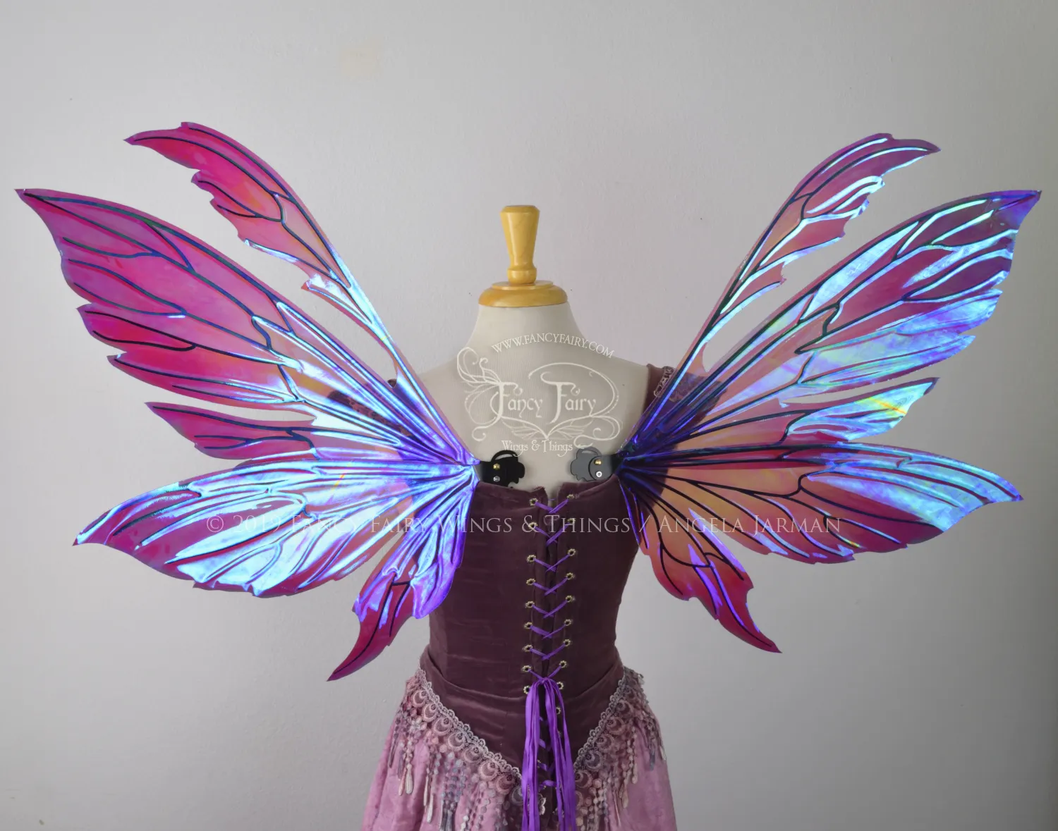 Aynia "Grapevine" Painted Convertible Iridescent Fairy Wings with Black Veins