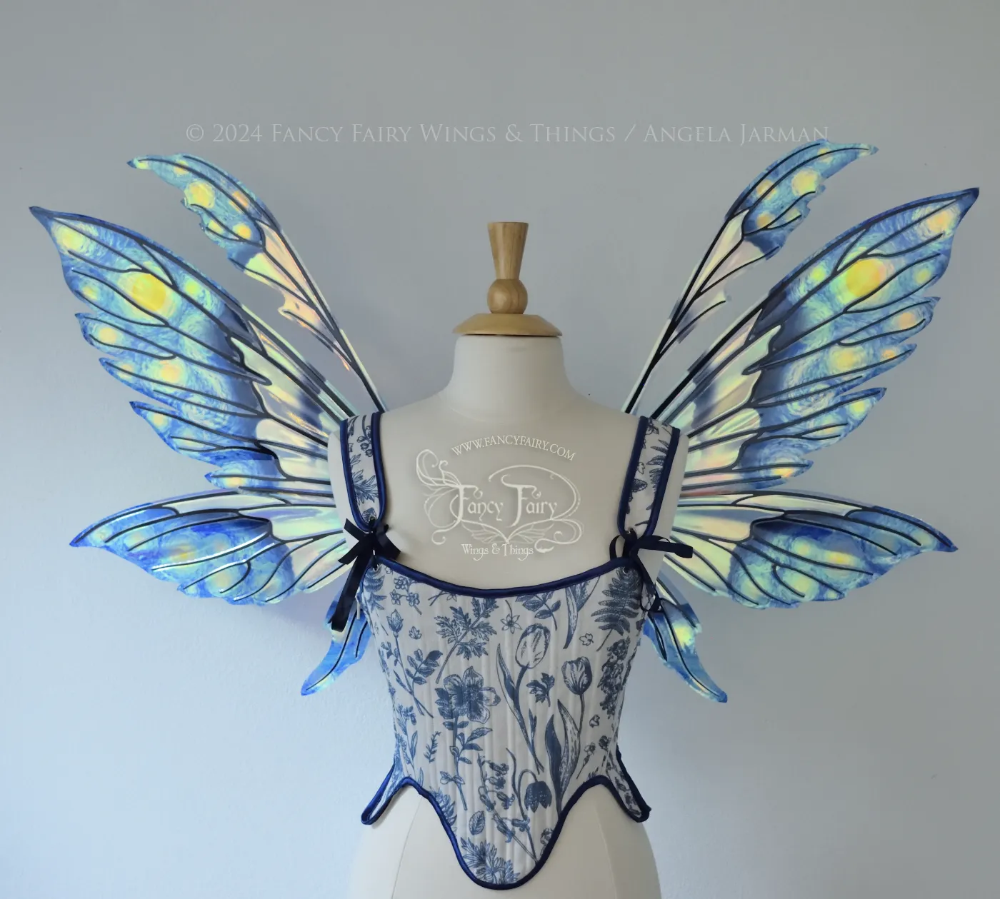 Aynia "Starry Night" Painted Convertible Iridescent Fairy Wings with Black Veins, Ready to Ship