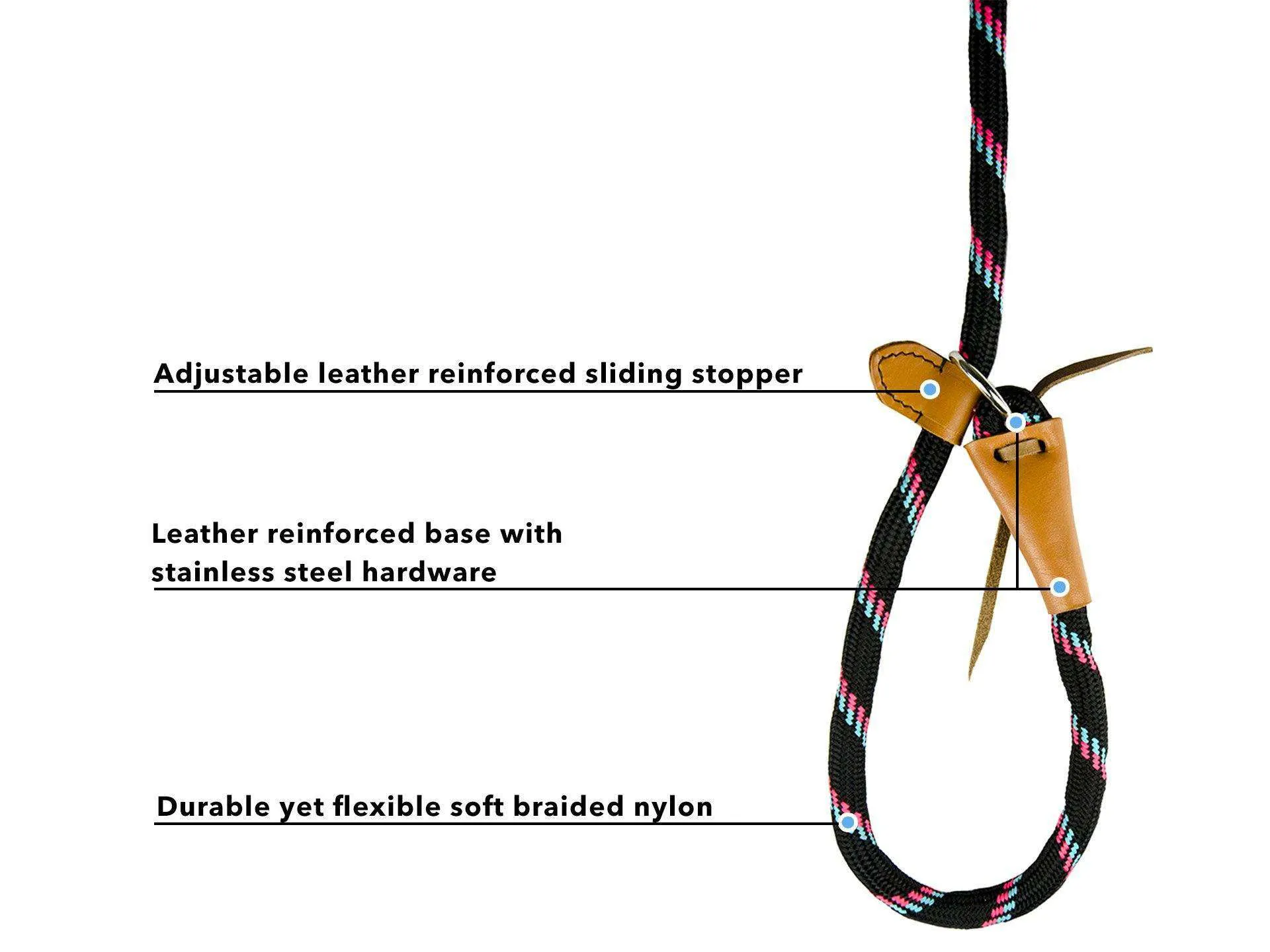 BARGAIN BIN CuteNfuzzy Adjustable Loop Slip Dog Leash with Soft Handle 6 Ft