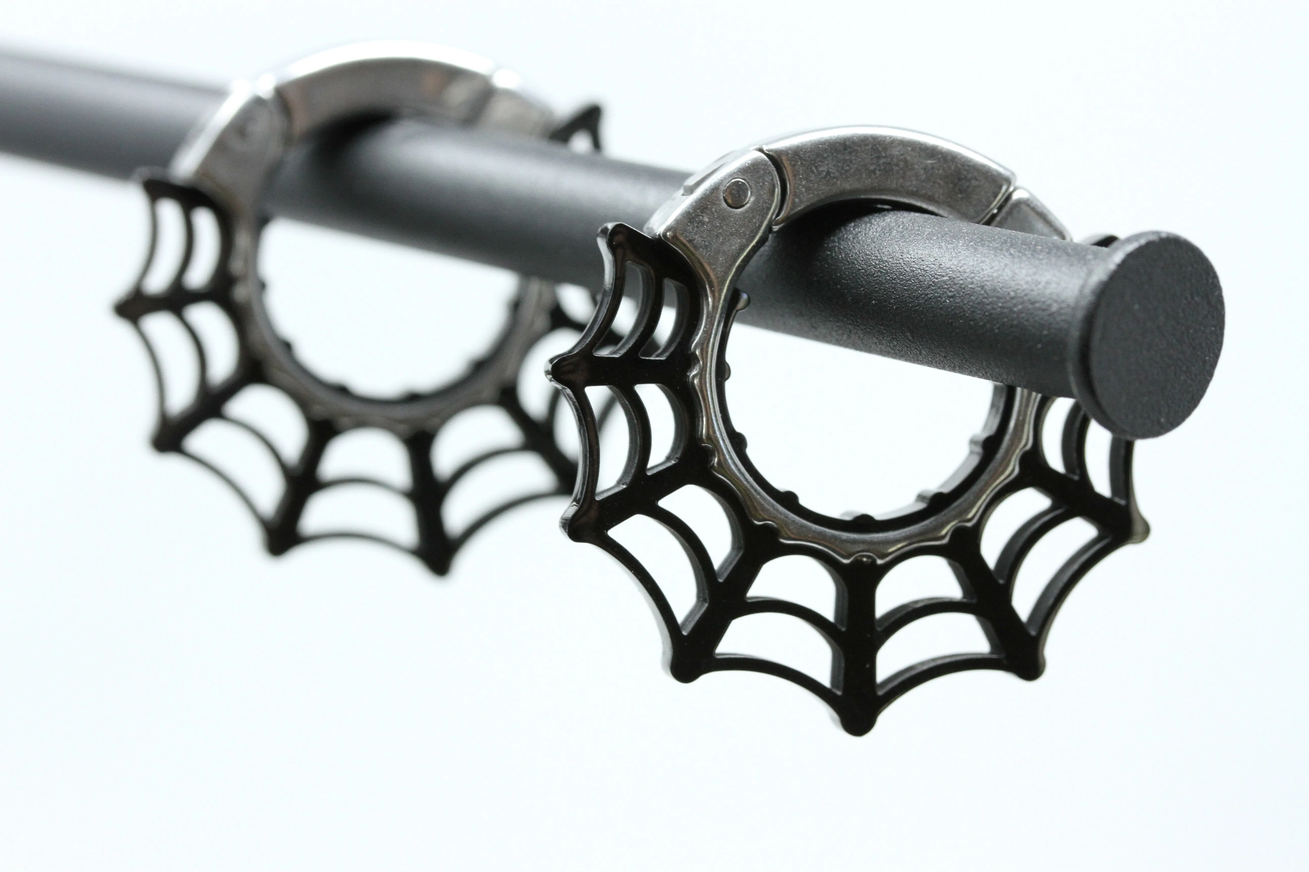 Black Spider Web Hoop Clicker Ear Weights (Pair) - PSS100