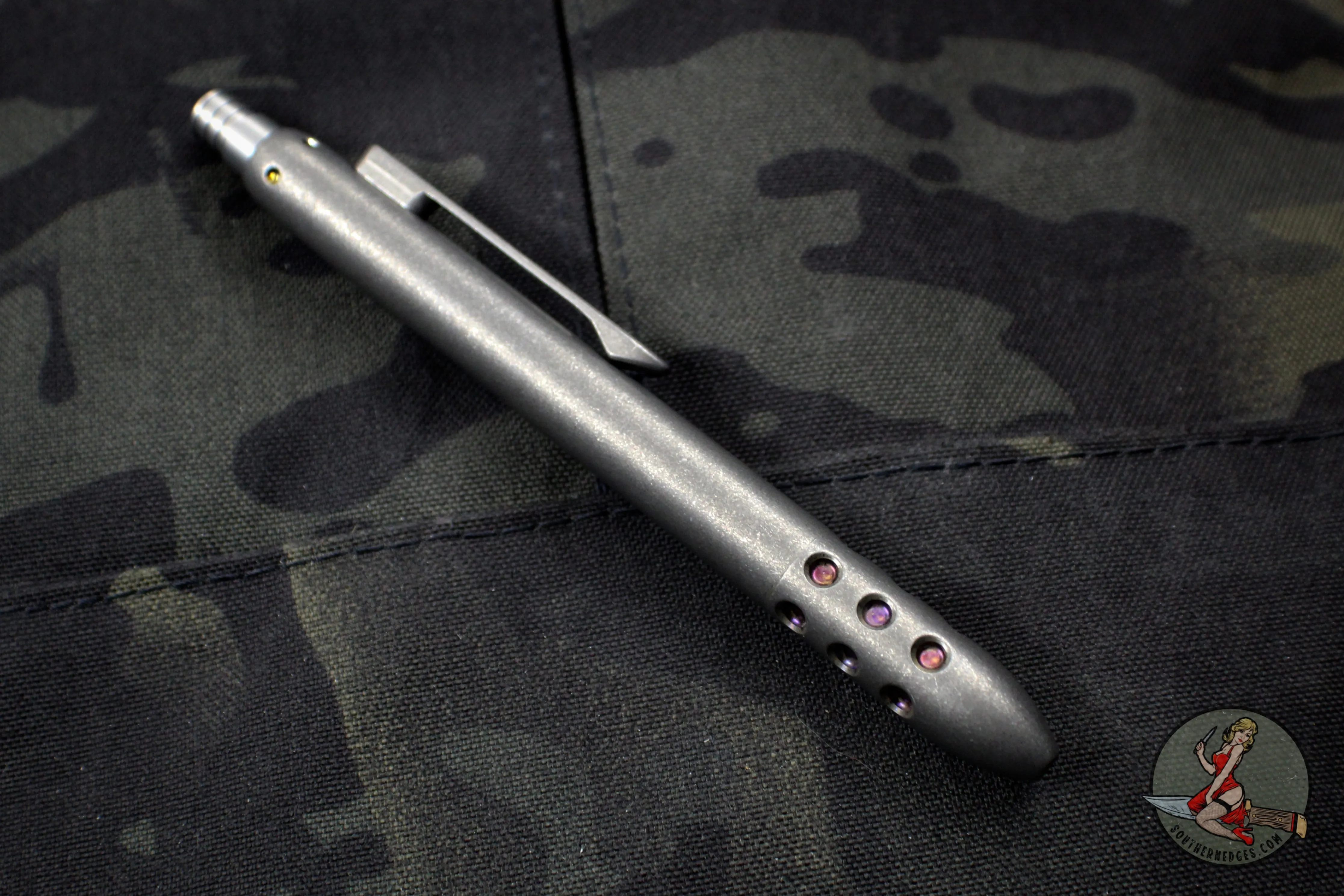 Blackside Customs Blasted Finished Titanium Pen with Flamed Ports