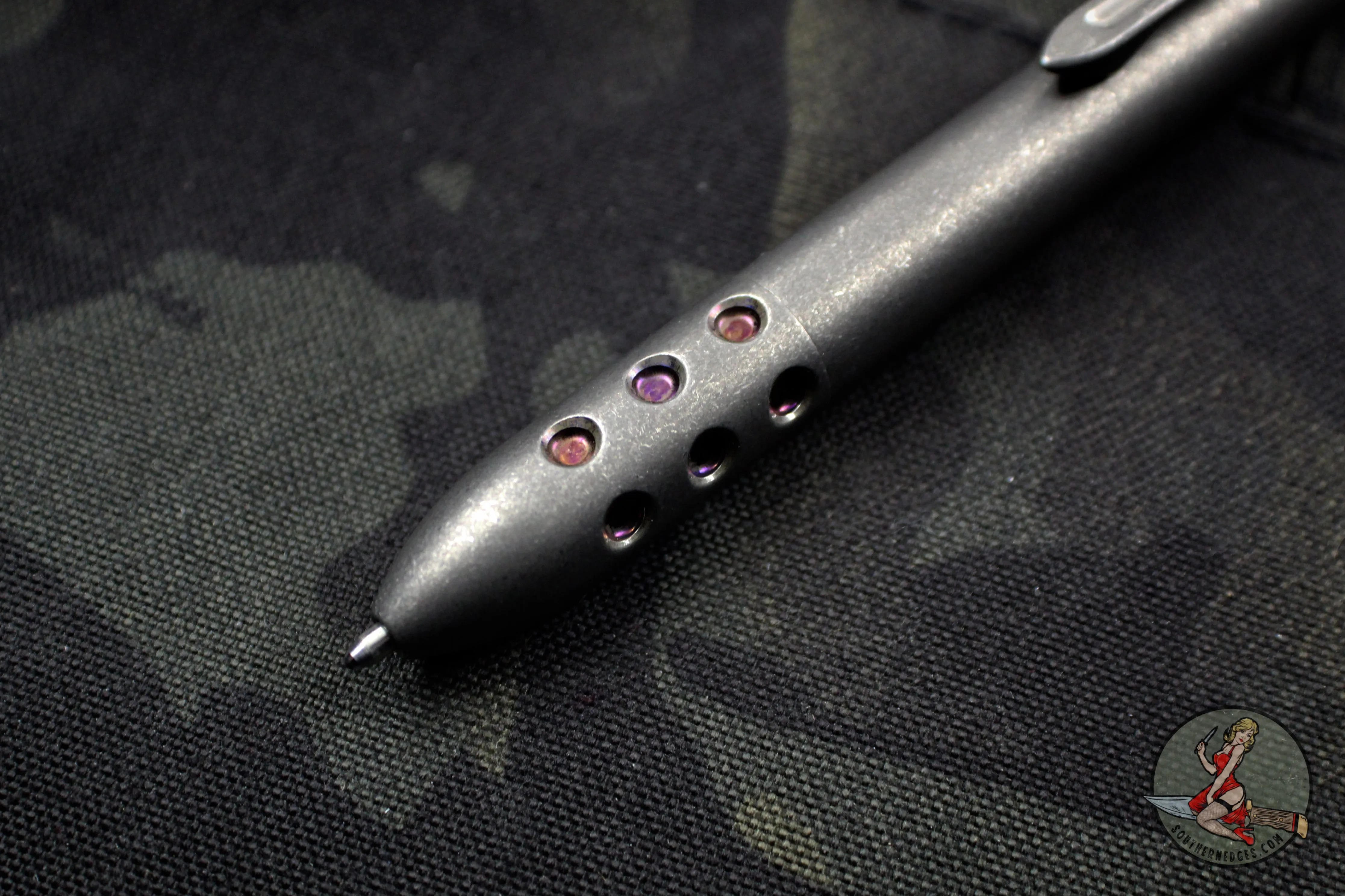Blackside Customs Blasted Finished Titanium Pen with Flamed Ports