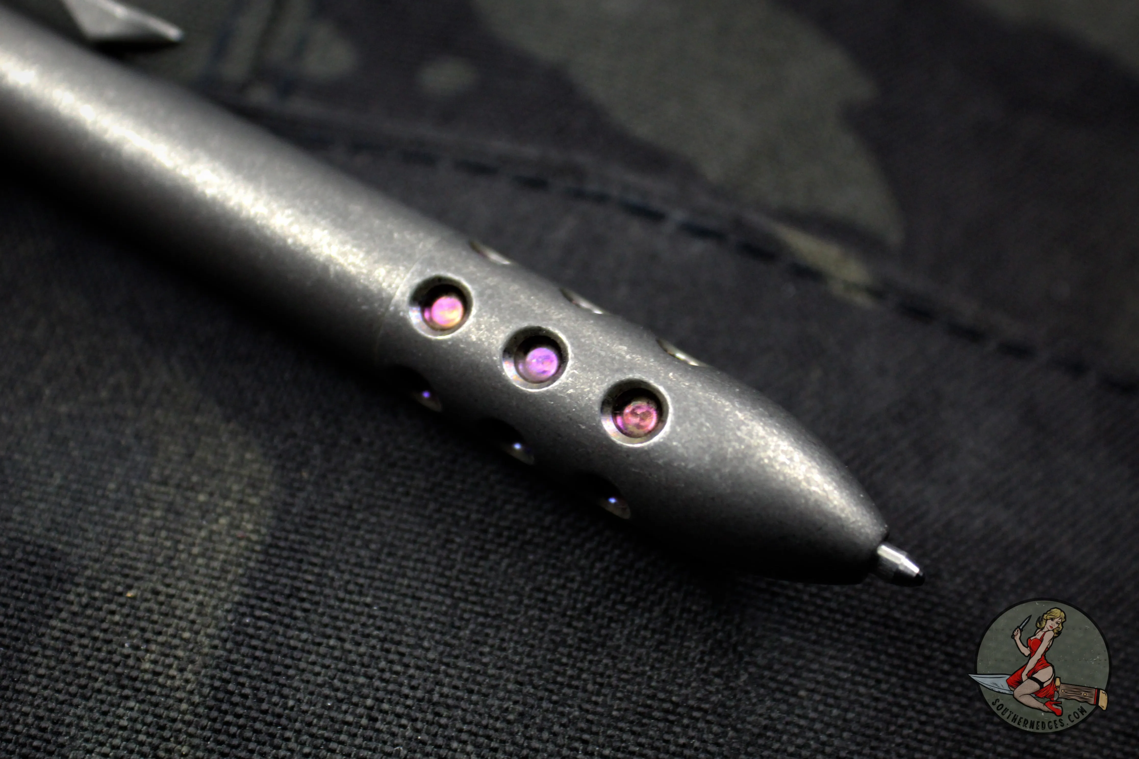 Blackside Customs Blasted Finished Titanium Pen with Flamed Ports