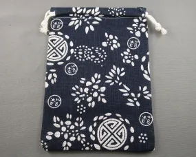 Blue and White Cotton Bag for Gemstones 18x13cm 1pc (3078)