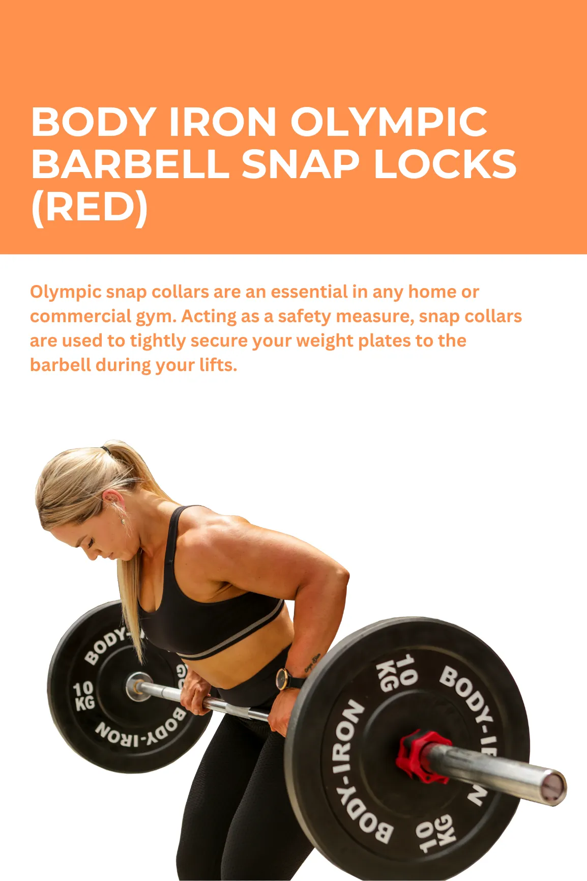 Body Iron Olympic Barbell Snap Locks (Red)