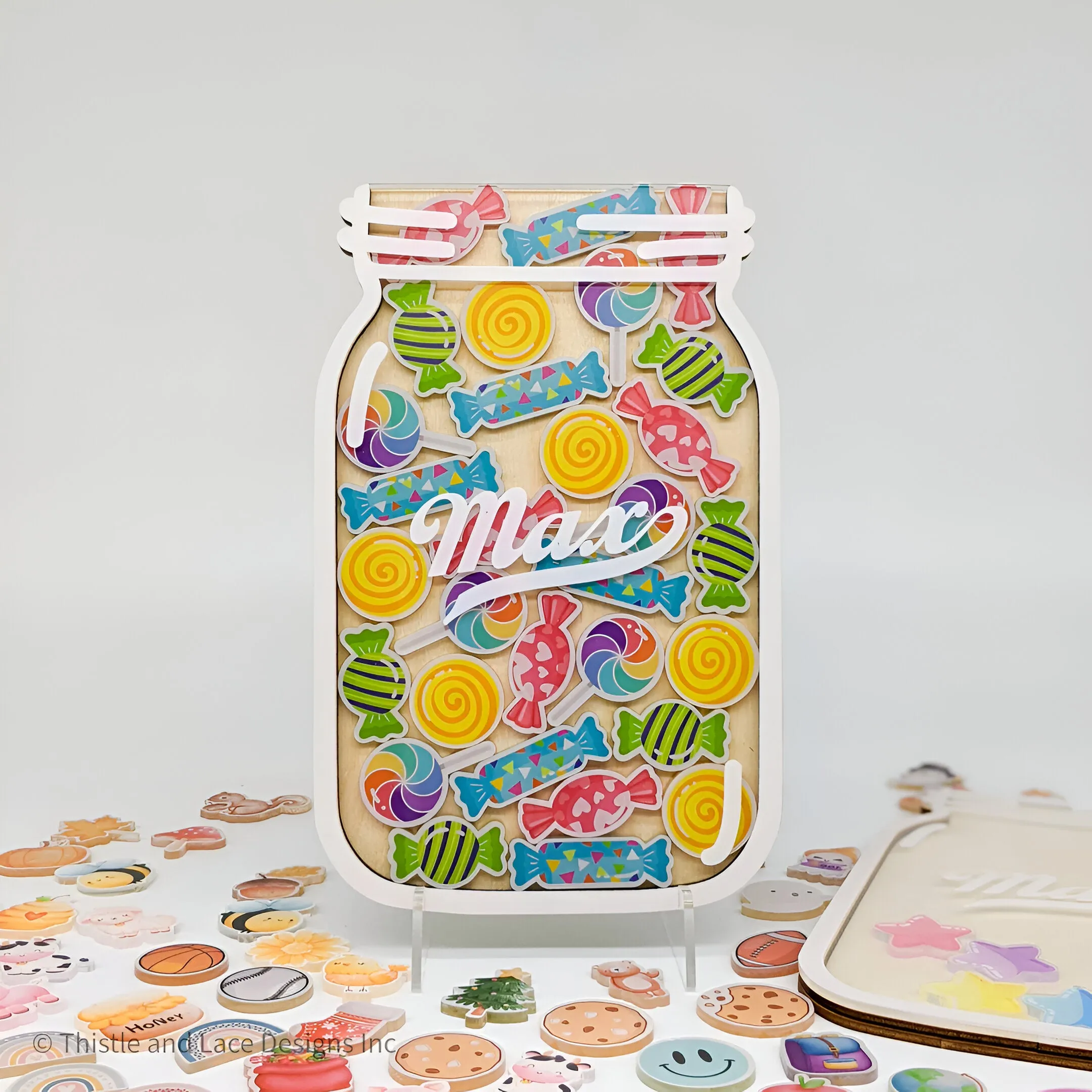 Candy jar reward jar tokens, personalized reward jar, lollipop, reward system, reward tokens, reward chart, gift for kids, class reward jar rejar