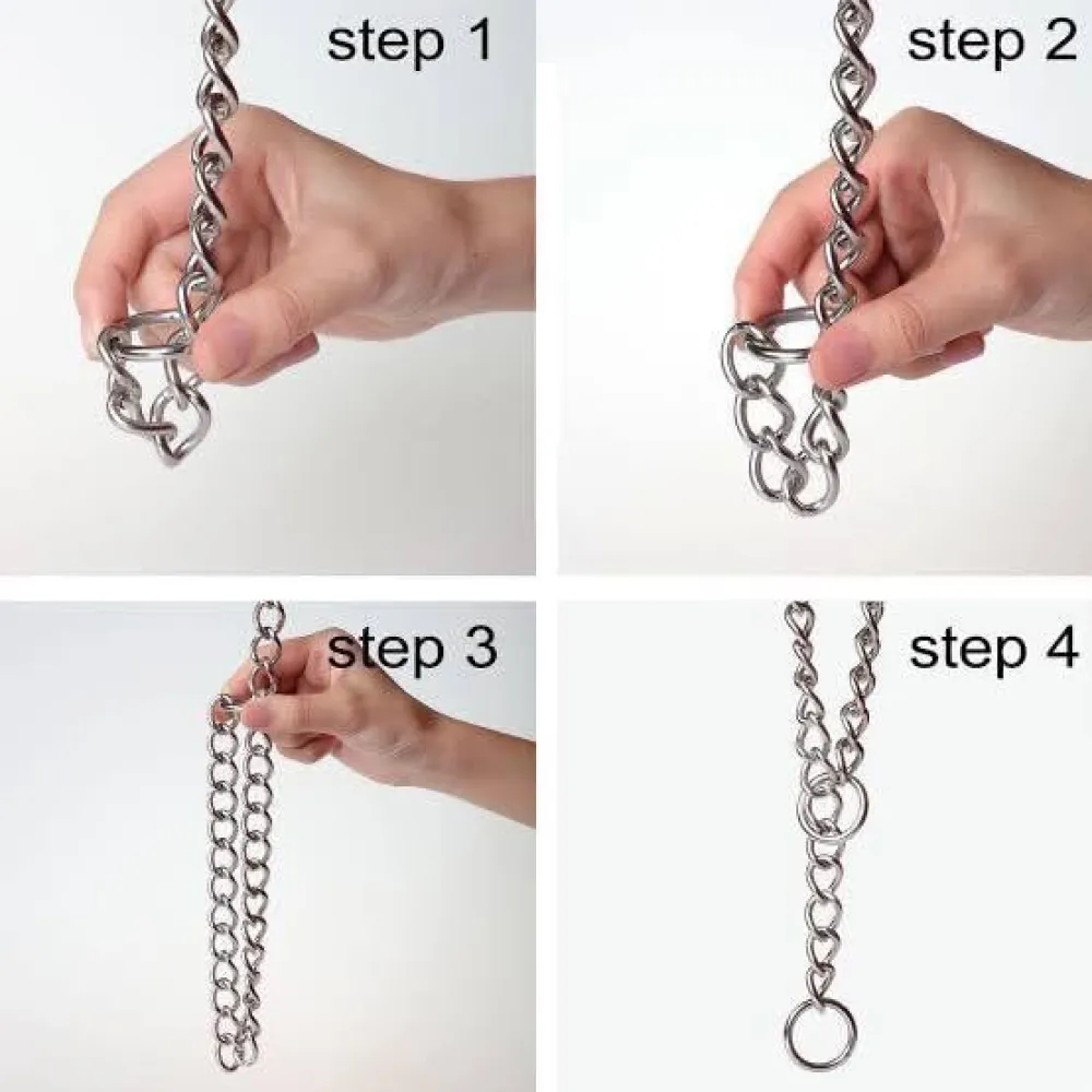 Chullbull Adjustable and Durable Chrome Plated Chain Leash and Choke Collar for Dogs