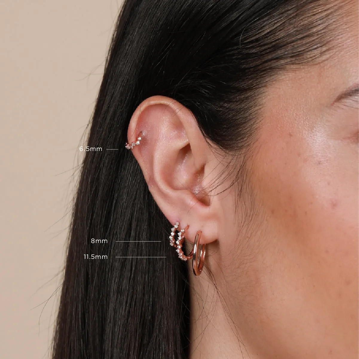 Cluster Hoop 6.5mm in Rose Gold