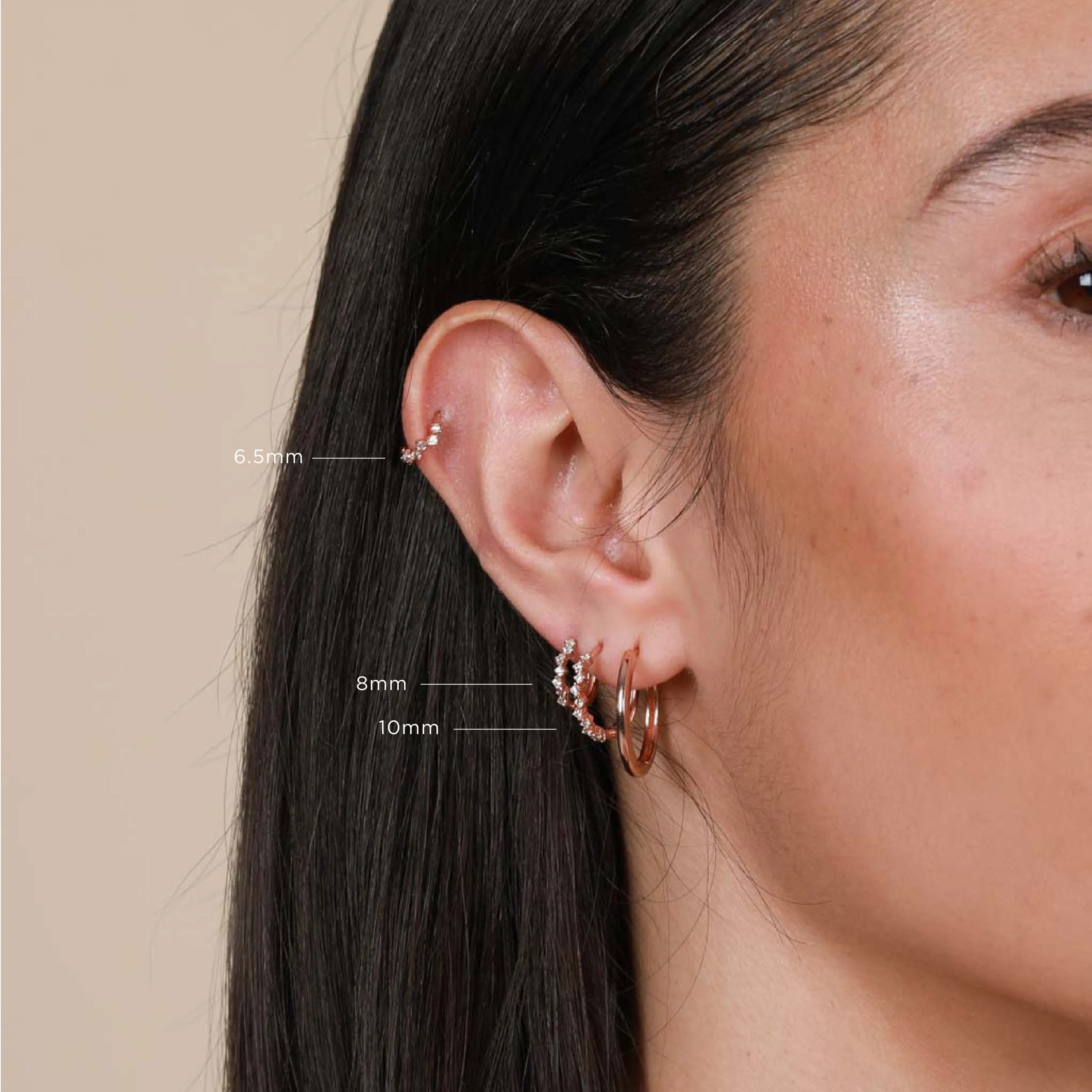 Cluster Hoop 6.5mm in Rose Gold