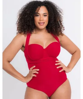 Curvy Kate Wrapsody Bandeau One Piece Swimsuit - Red