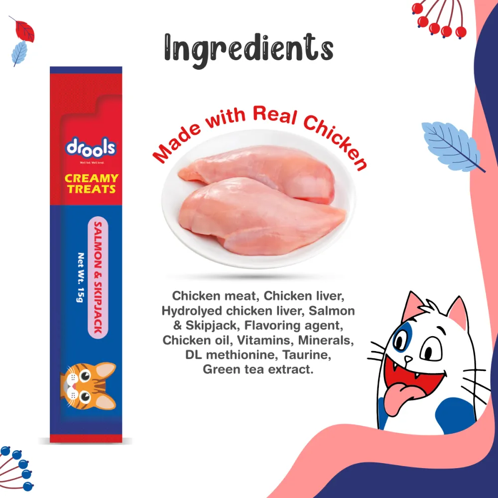 Drools Real Chicken and Tuna & Bunito Creamy Cat Treats Combo