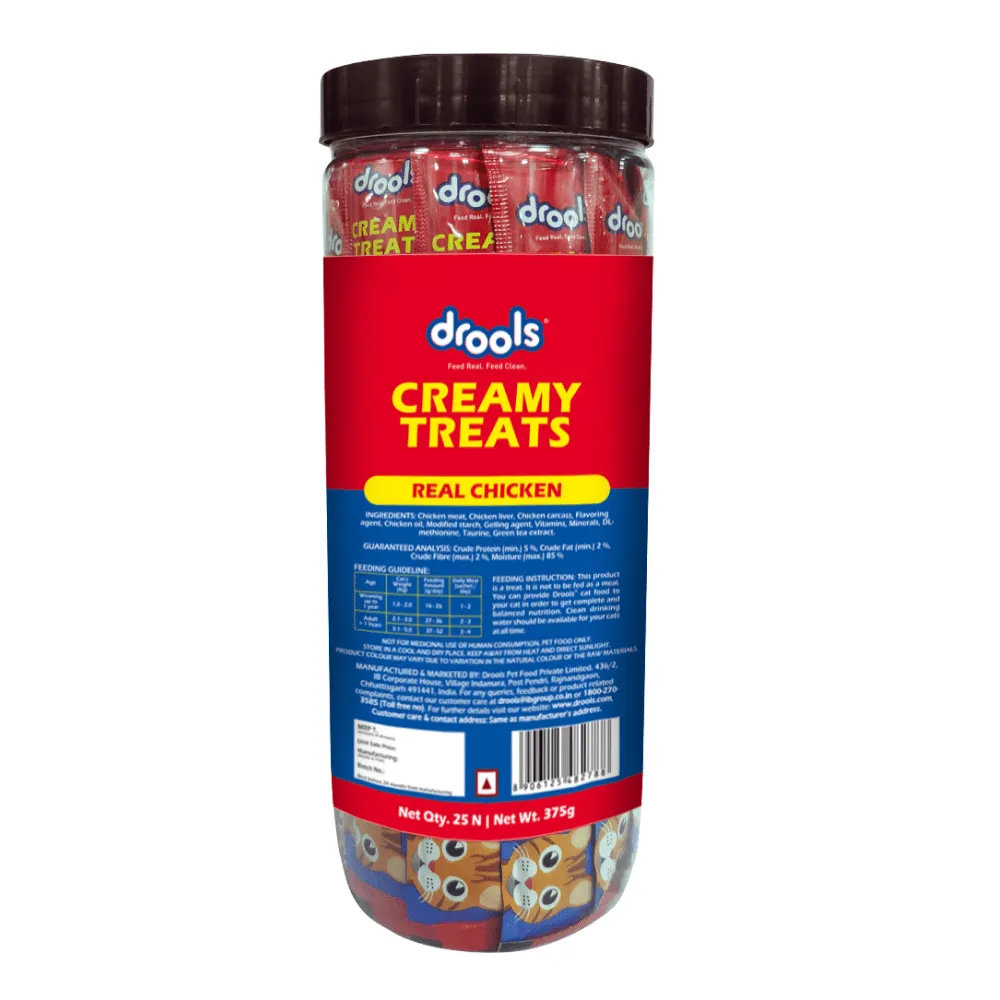 Drools Real Chicken and Tuna & Bunito Creamy Cat Treats Combo