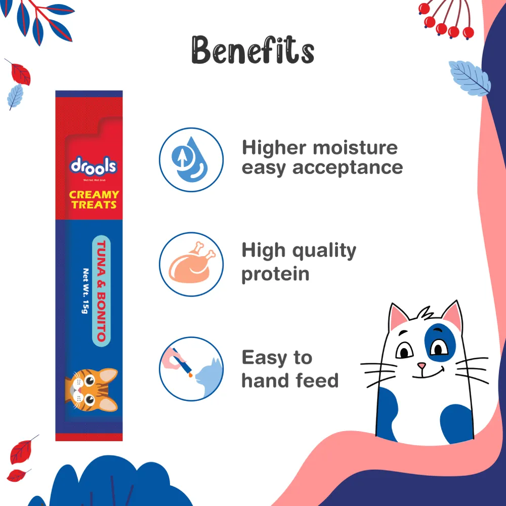 Drools Real Chicken and Tuna & Bunito Creamy Cat Treats Combo