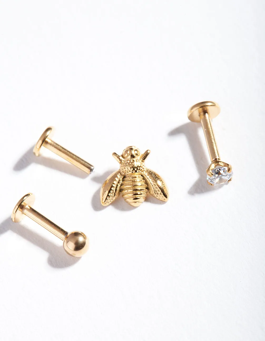 Gold Plated Surgical Steel Flat Back Bee Jewellery Pack