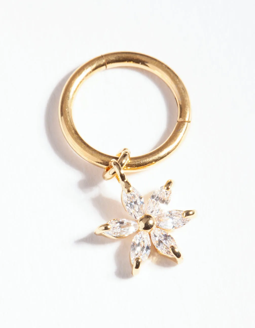 Gold Surgical Steel Cubic Zirconia Clicker Ring