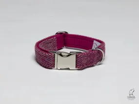 Harris Tweed Raspberry Ripple Herringbone Dog Collar
