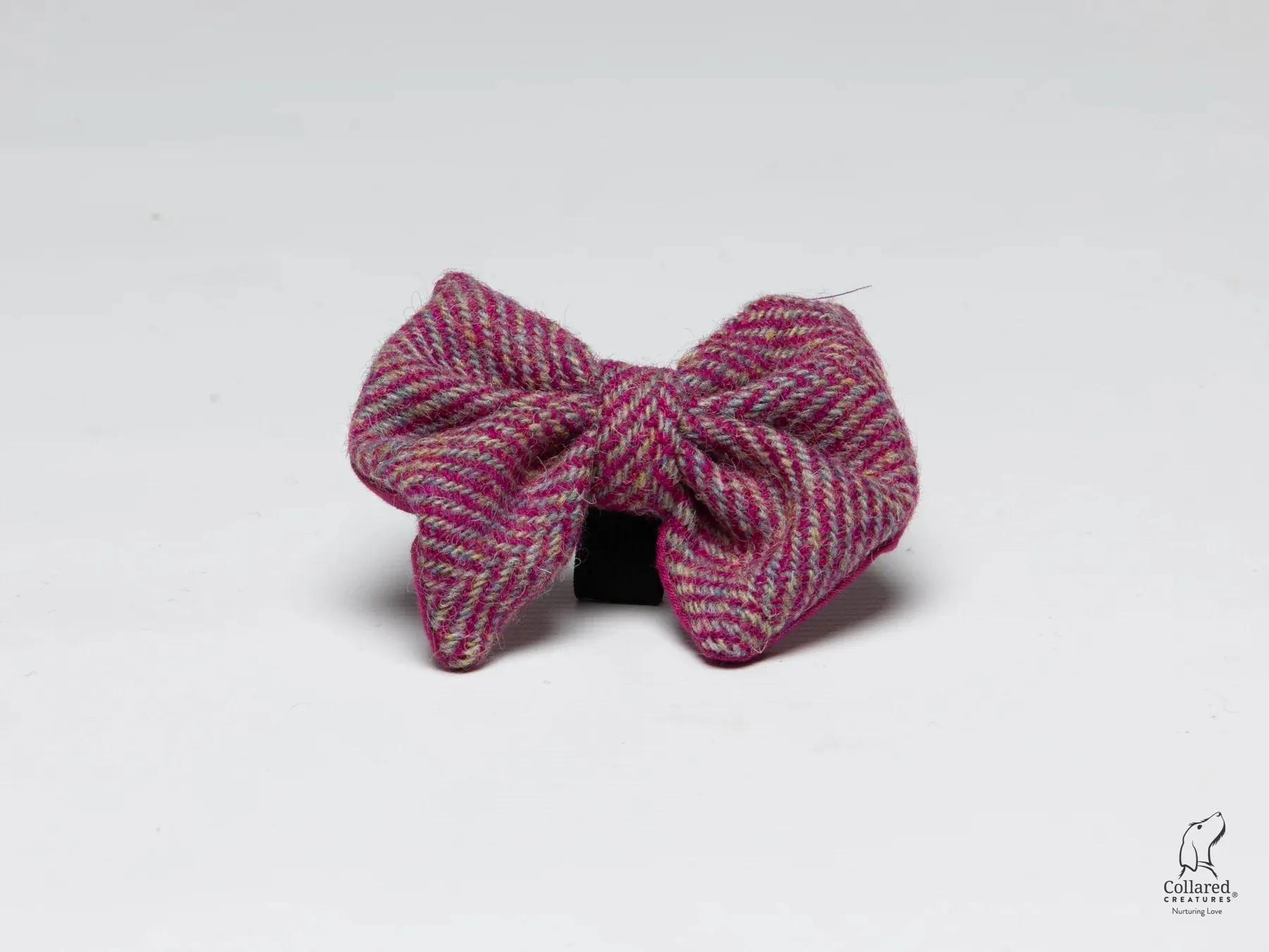 Harris Tweed Raspberry Ripple Herringbone Dog Collar