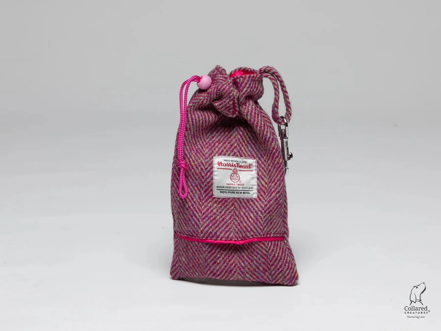 Harris Tweed Raspberry Ripple Herringbone Dog Collar