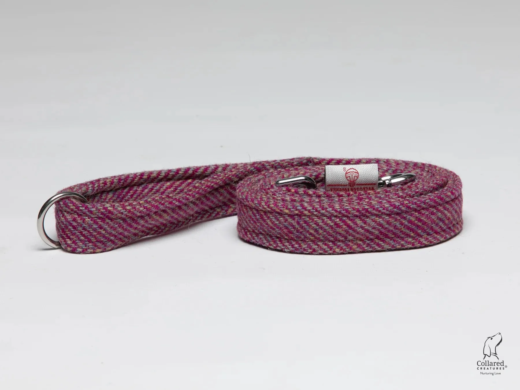 Harris Tweed Raspberry Ripple Herringbone Dog Collar