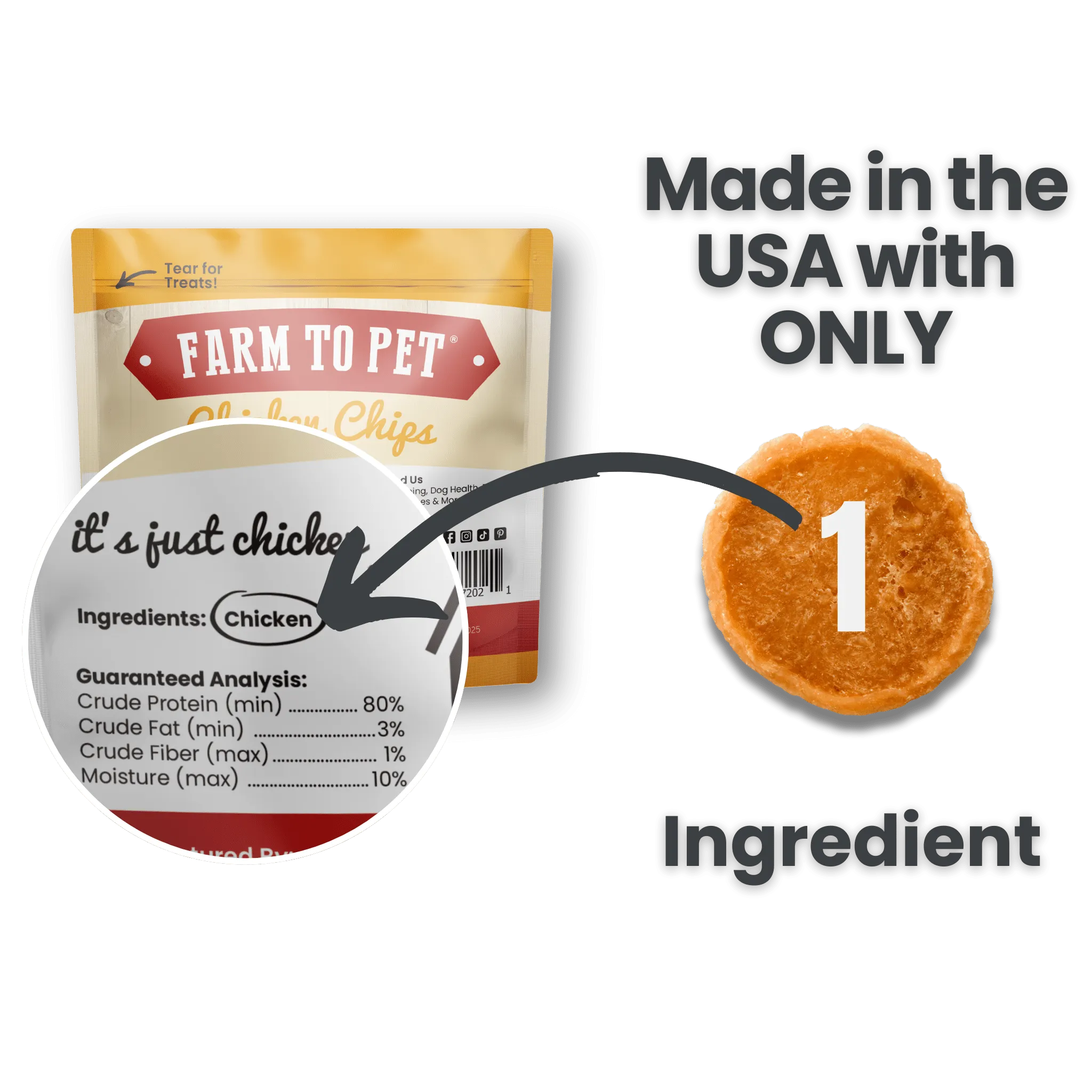 High-Protein Chicken Chip Snack Pack Bundles – All-Natural, Single-Ingredient Dog Treats