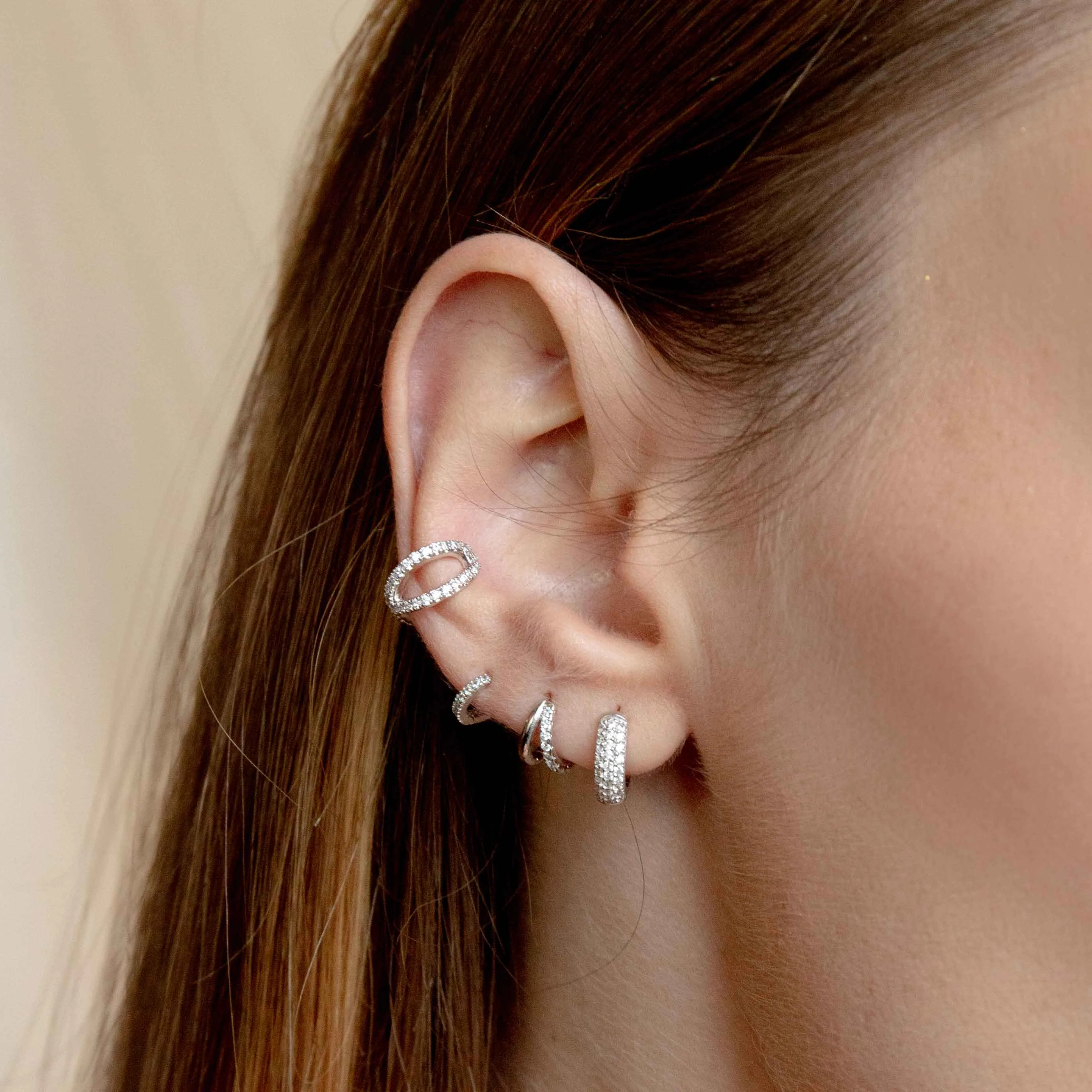 Illusion Crystal Hoop 6.5mm in Silver