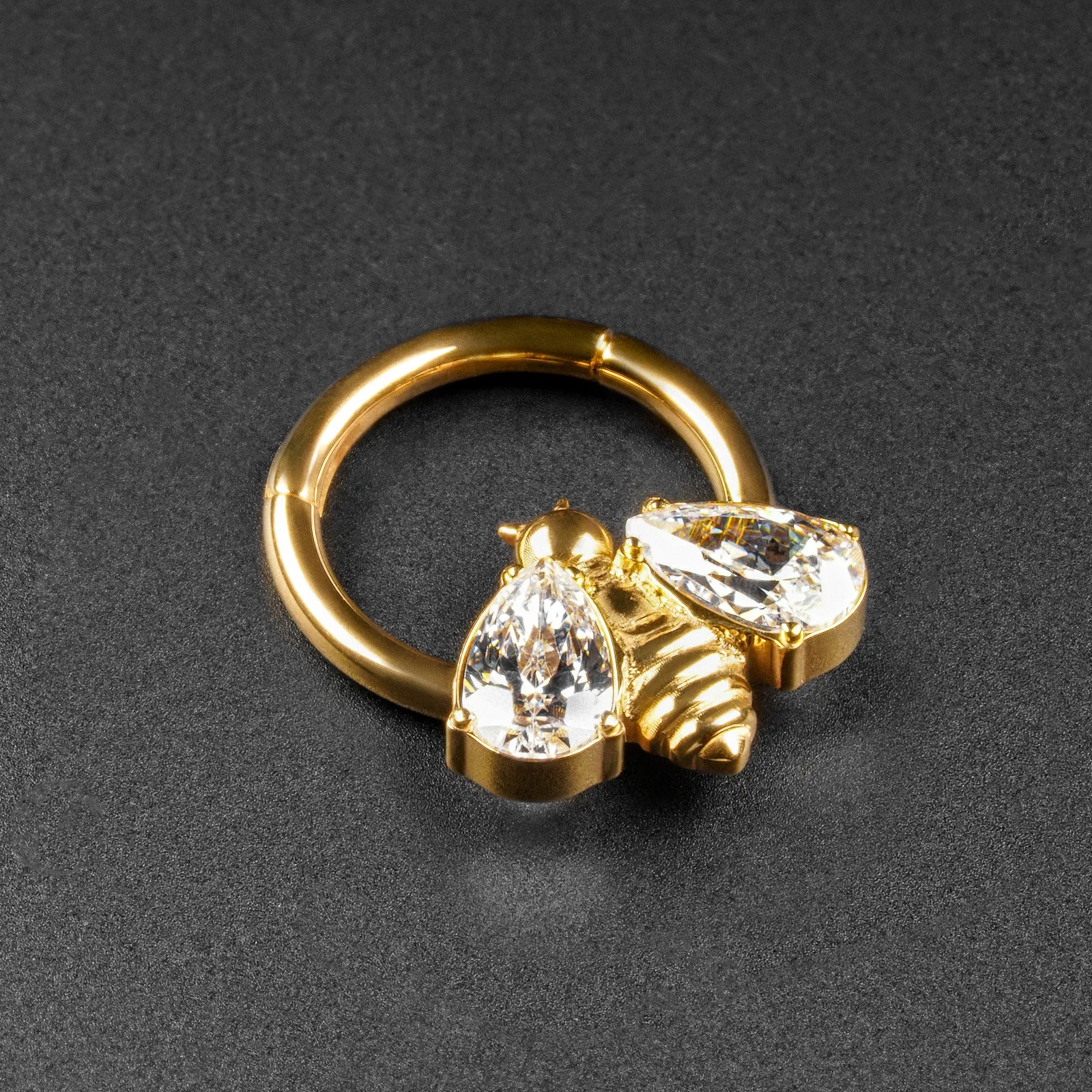 Jewelled Bumble Bee Gold PVD Titanium Septum Clicker