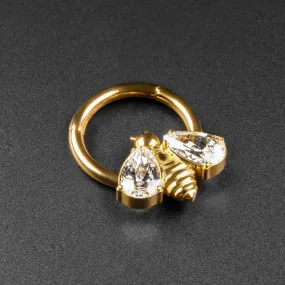 Jewelled Bumble Bee Gold PVD Titanium Septum Clicker