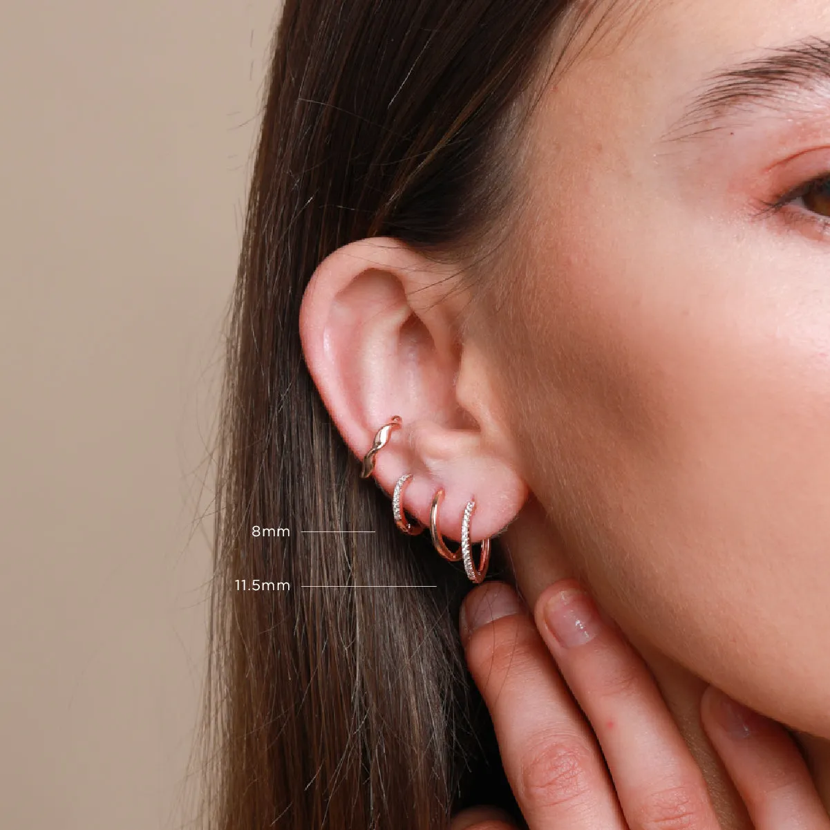 Jewelled Hoop 11.5mm in Rose Gold