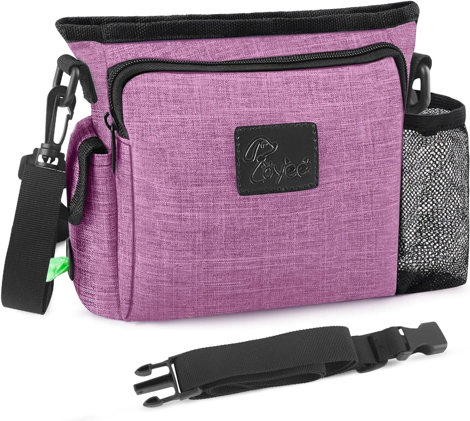 Large Dog Treat Pouch for Training with Magnetic Closure, Portable Dog Walking Fanny Pack Built-In Poop Bag Dispenser and Multiple Pockets, Includes Waist Belt Clip, Adjustable Shoulder Strap (Grey)