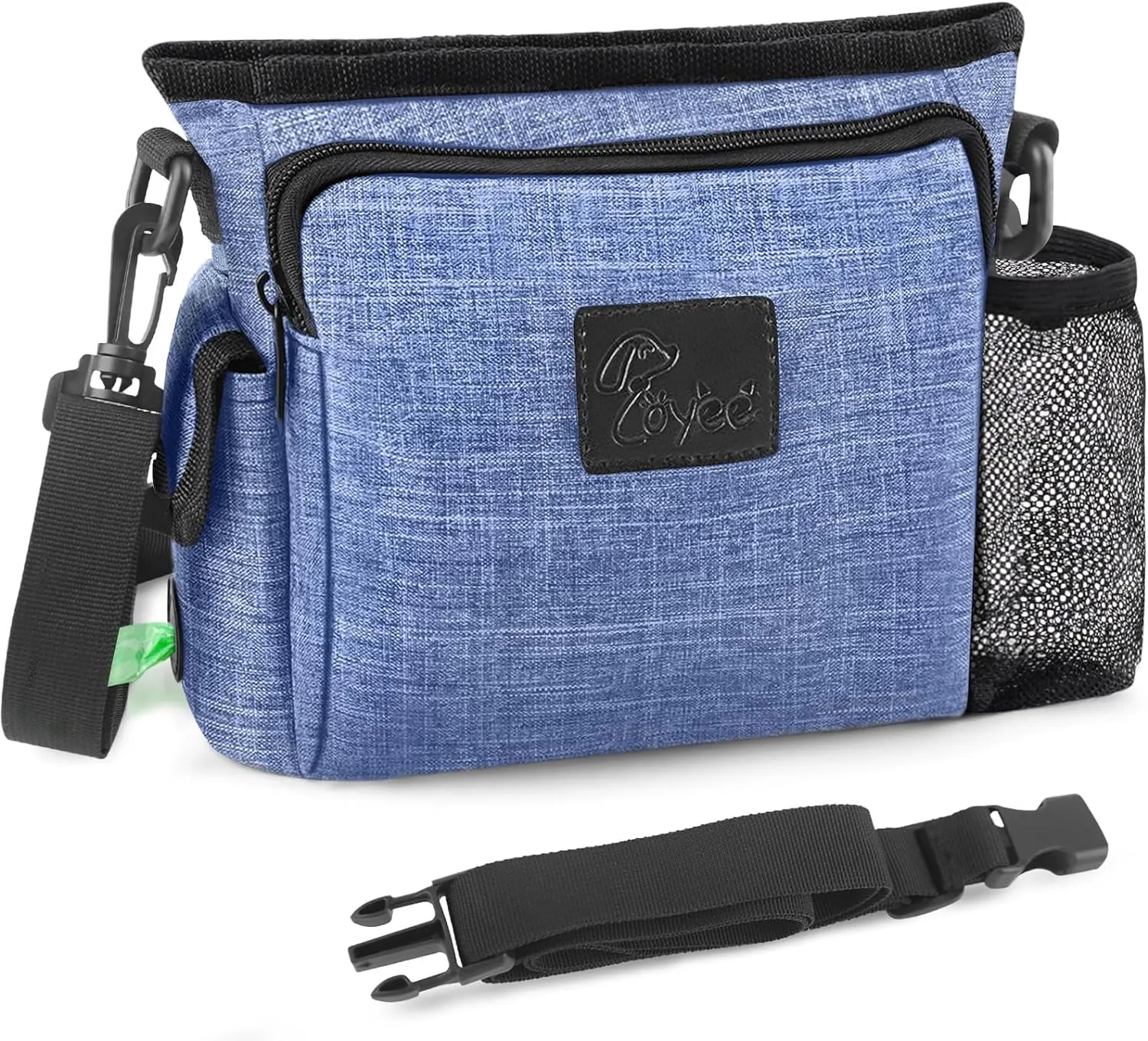 Large Dog Treat Pouch for Training with Magnetic Closure, Portable Dog Walking Fanny Pack Built-In Poop Bag Dispenser and Multiple Pockets, Includes Waist Belt Clip, Adjustable Shoulder Strap (Grey)