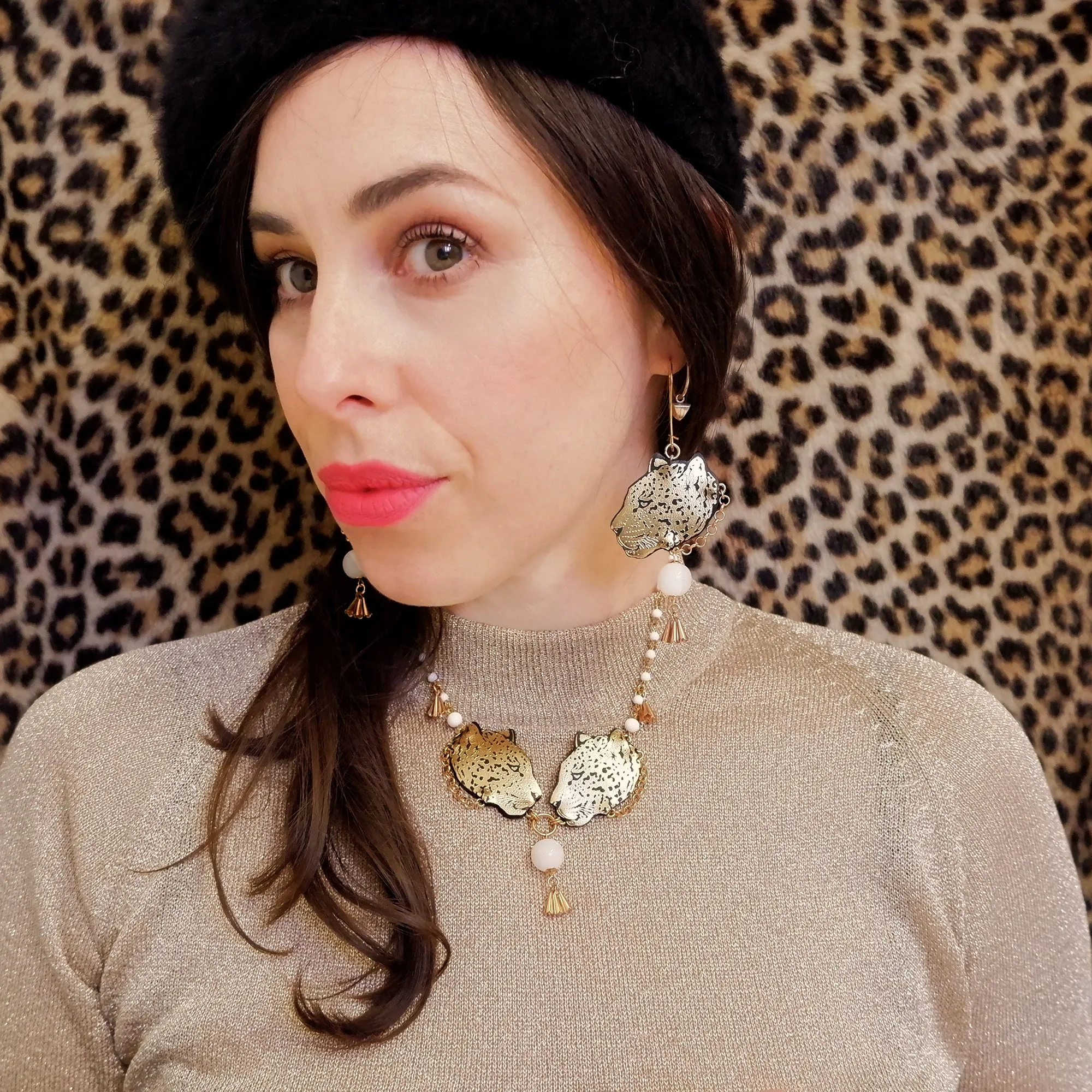 LEOPARD HEAD . earrings