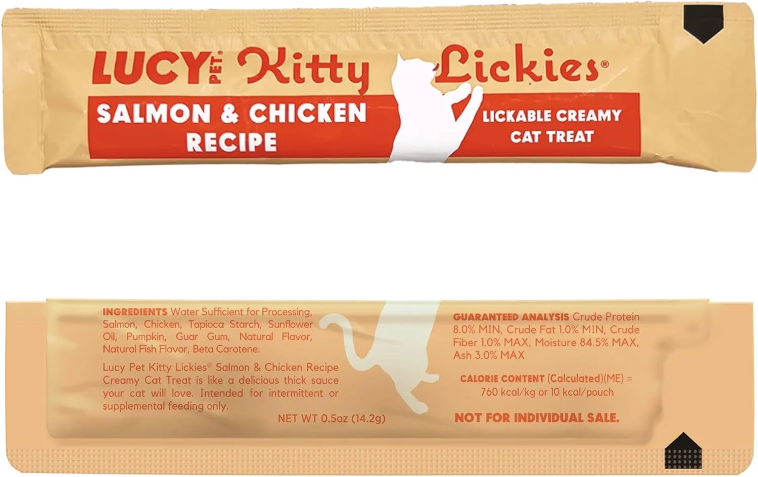 Lucy Pet Products Kitty Lickies Salmon & Chicken Recipe Licakble Creamy Cat Treat, 2-oz