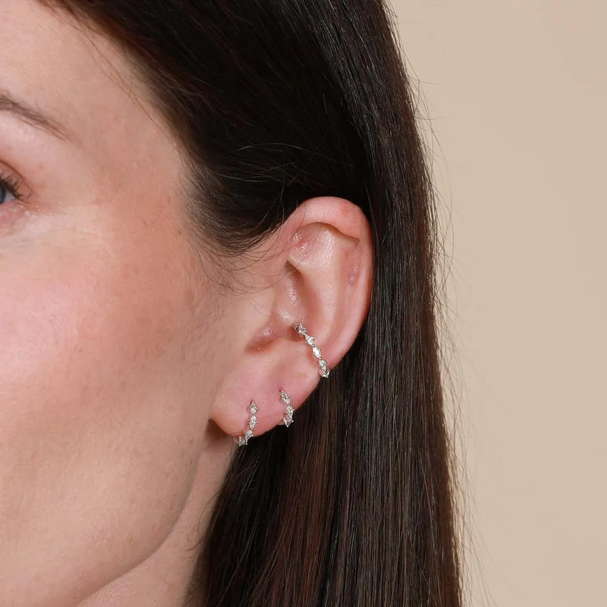 Navette Hoop 11.5mm in Silver