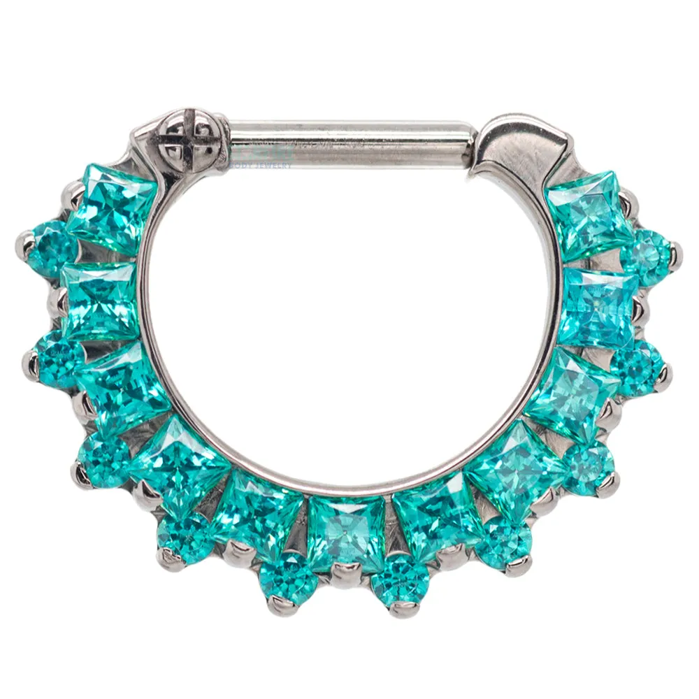 "Dione" Clicker #36 with Princess-Cut & Round Faceted Gems - 14 ga. - 1/4" post