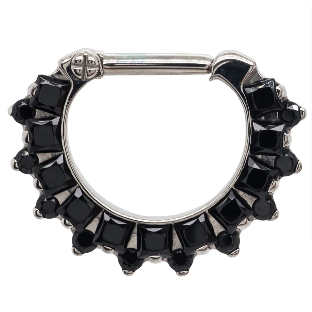 "Dione" Clicker #36 with Princess-Cut & Round Faceted Gems - 16 ga. - 1/4" post