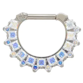 "Dione" Clicker #36 with Princess-Cut & Round Faceted Gems - 16 ga. - 1/4" post