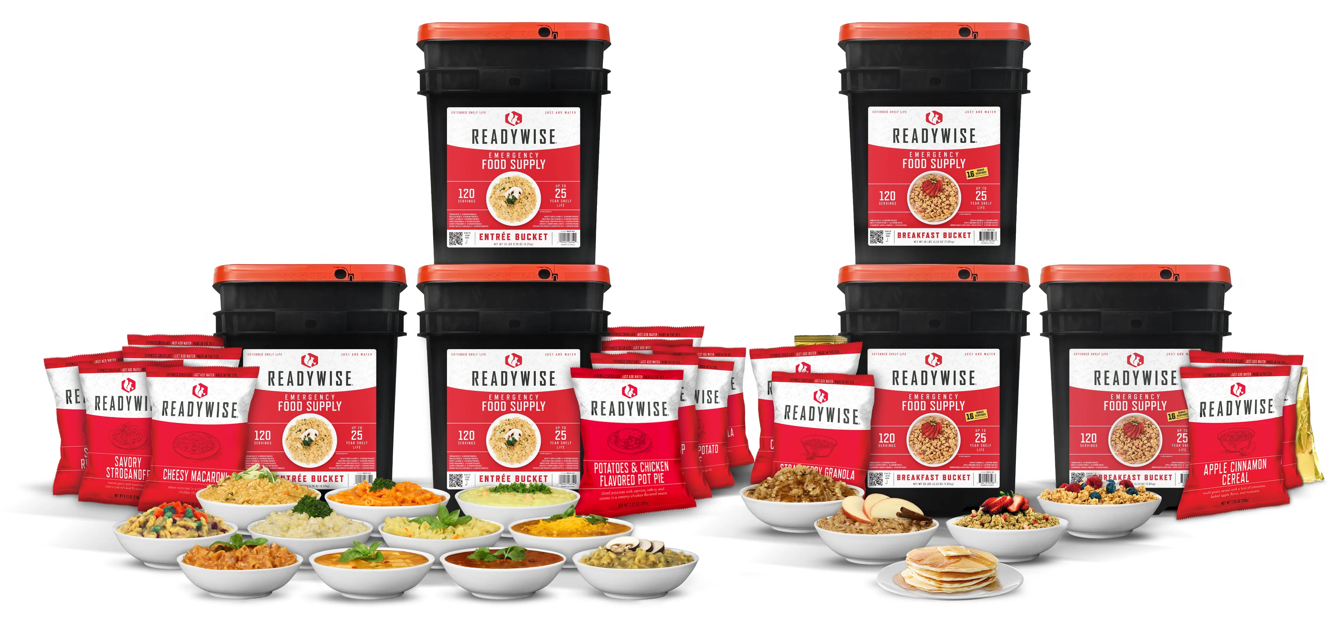 ReadyWise - 720 Serving Package (6 buckets) 3 entree and 3 breakfast