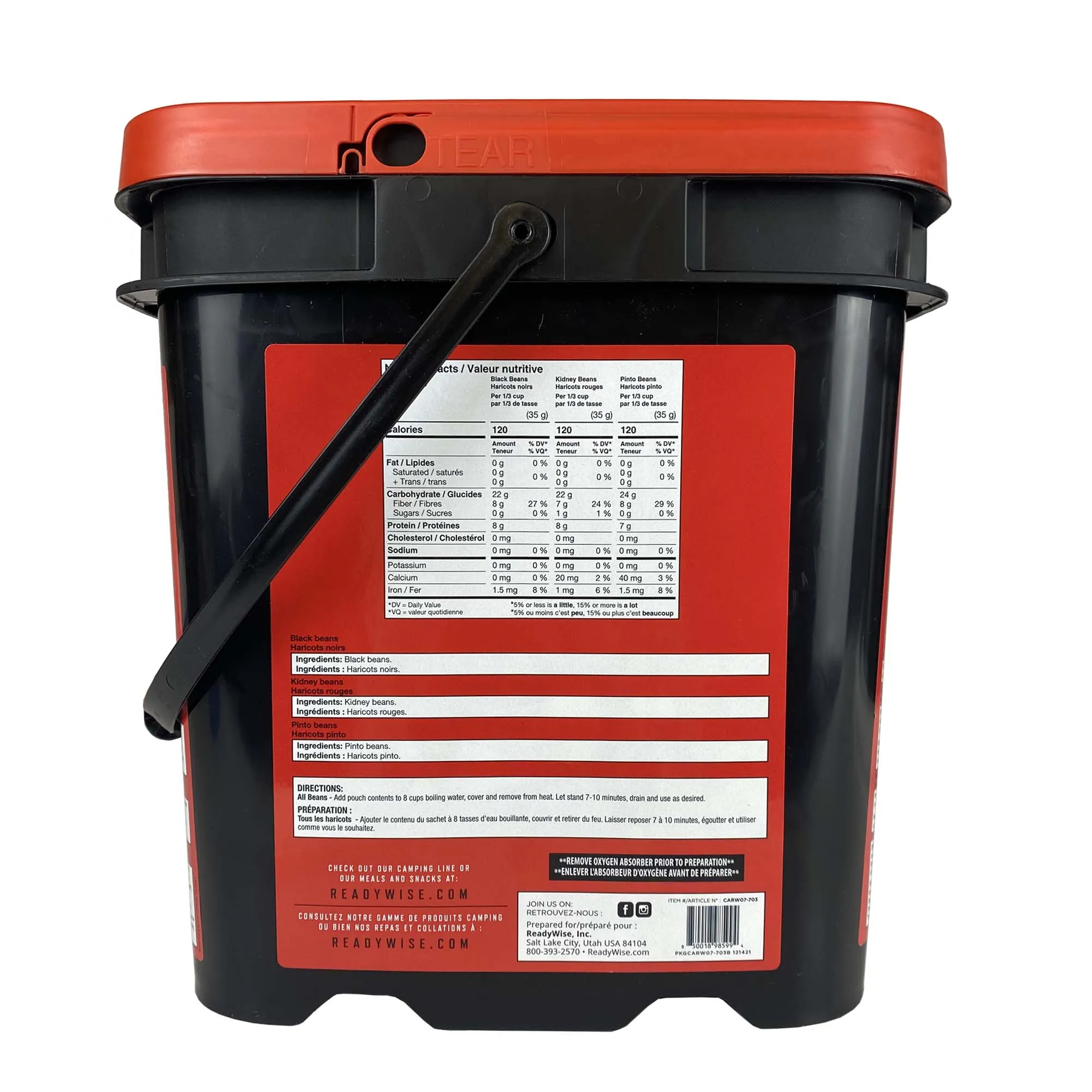 ReadyWise Emergency Freeze Dried Meats and Beans   Rice, 6 Buckets Combo