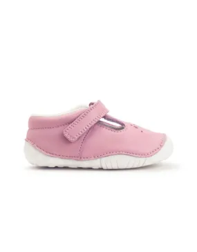 Startrite Tumble Pale pink leather girls riptape t-bar pre-walkers