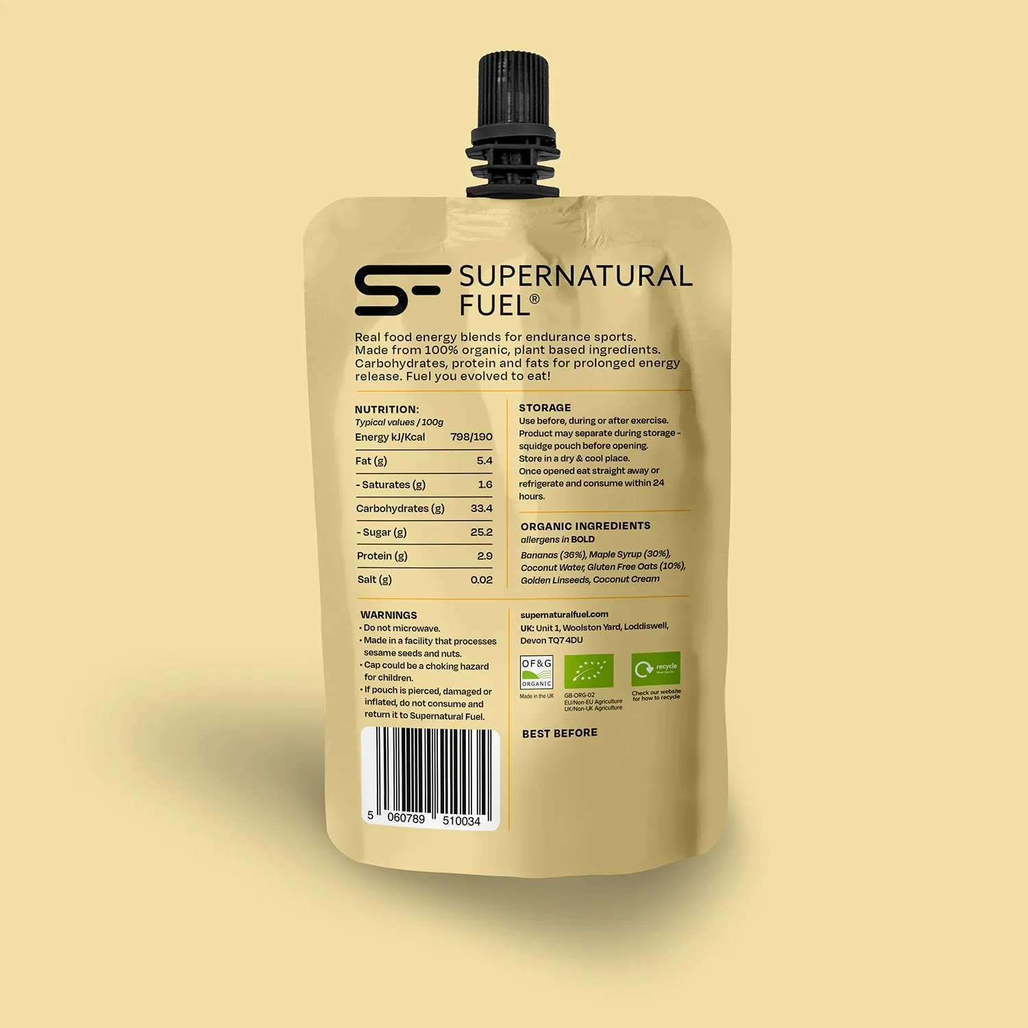Supernatural Fuel Oats, Banana & Maple Syrup Energy Pouch
