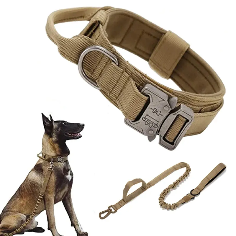 Tactical Dog Collar and Leash Set - Adjustable Military Pet Collar for Medium and Large Dogs, Ideal for German Shepherd Training