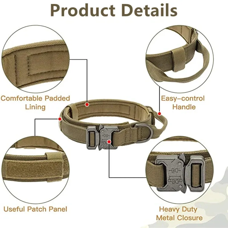 Tactical Dog Collar and Leash Set - Adjustable Military Pet Collar for Medium and Large Dogs, Ideal for German Shepherd Training