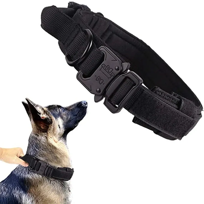 Tactical Dog Collar and Leash Set - Adjustable Military Pet Collar for Medium and Large Dogs, Ideal for German Shepherd Training
