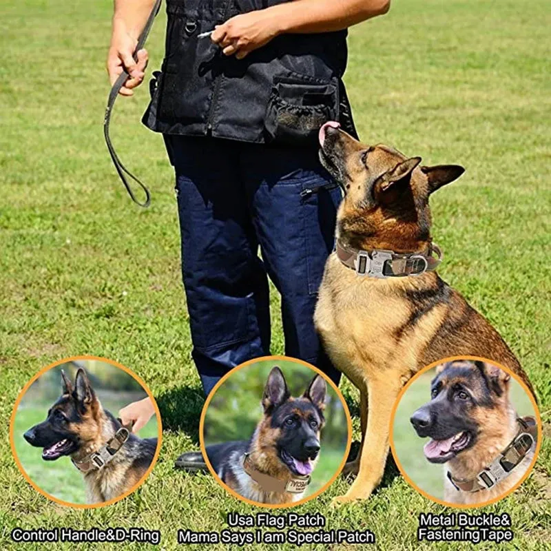 Tactical Dog Collar and Leash Set - Adjustable Military Pet Collar for Medium and Large Dogs, Ideal for German Shepherd Training