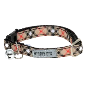 The Worthy Dog Bias Plaid Tan Cat Collar