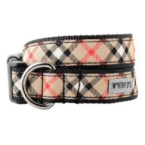 The Worthy Dog Bias Plaid Tan Dog Collar