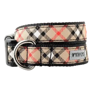 The Worthy Dog Bias Plaid Tan Dog Collar