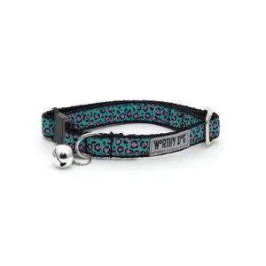 The Worthy Dog Cheetah Teal Cat Collar
